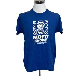 MOFO knows penn and teller t shirt 50/50 screen stars royal blue Mens M
